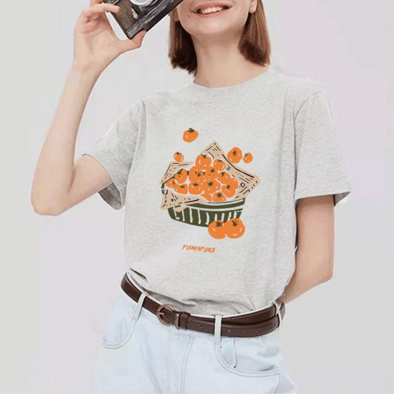 Light Gray Short Sleeve T-shirt for Women 2025 New Arrival Summer Loose Pure Cotton Easiest for Match Casual American Heavy Weight Half Sleeve Fashion