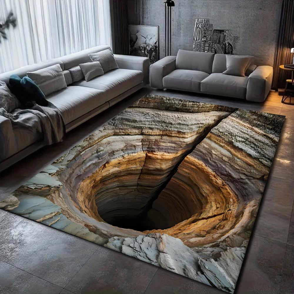 3D Landscape Carpet Mat Rug - Natural Swirl Design Home Decoration Non-Slip Floor Mat for Living Room Living Room Decoration