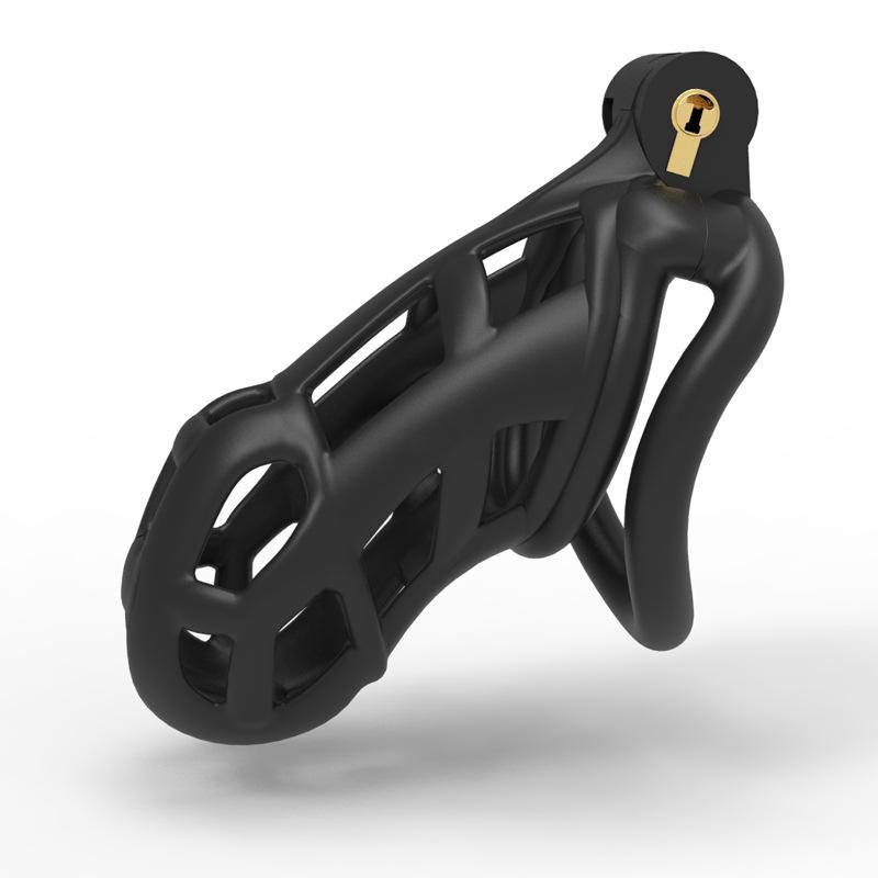 1pc Male Penis Cage Lock Chastity Cage With Lock & 4 Rings Resin Virginity For Men Breathable Cock Ring