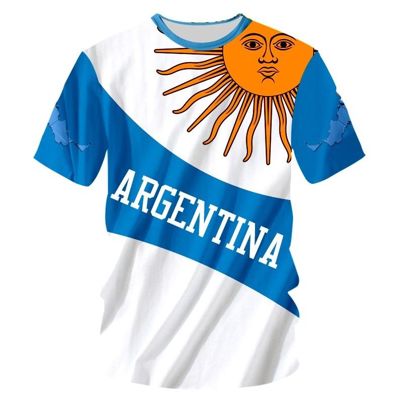 

Футболки с национальным гербом и флагом Аргентины, 3D-принт, летняя футболка, модная детская повседневная футболка для мальчиков и девочек, унисекс, футболки с круглым вырезом 160