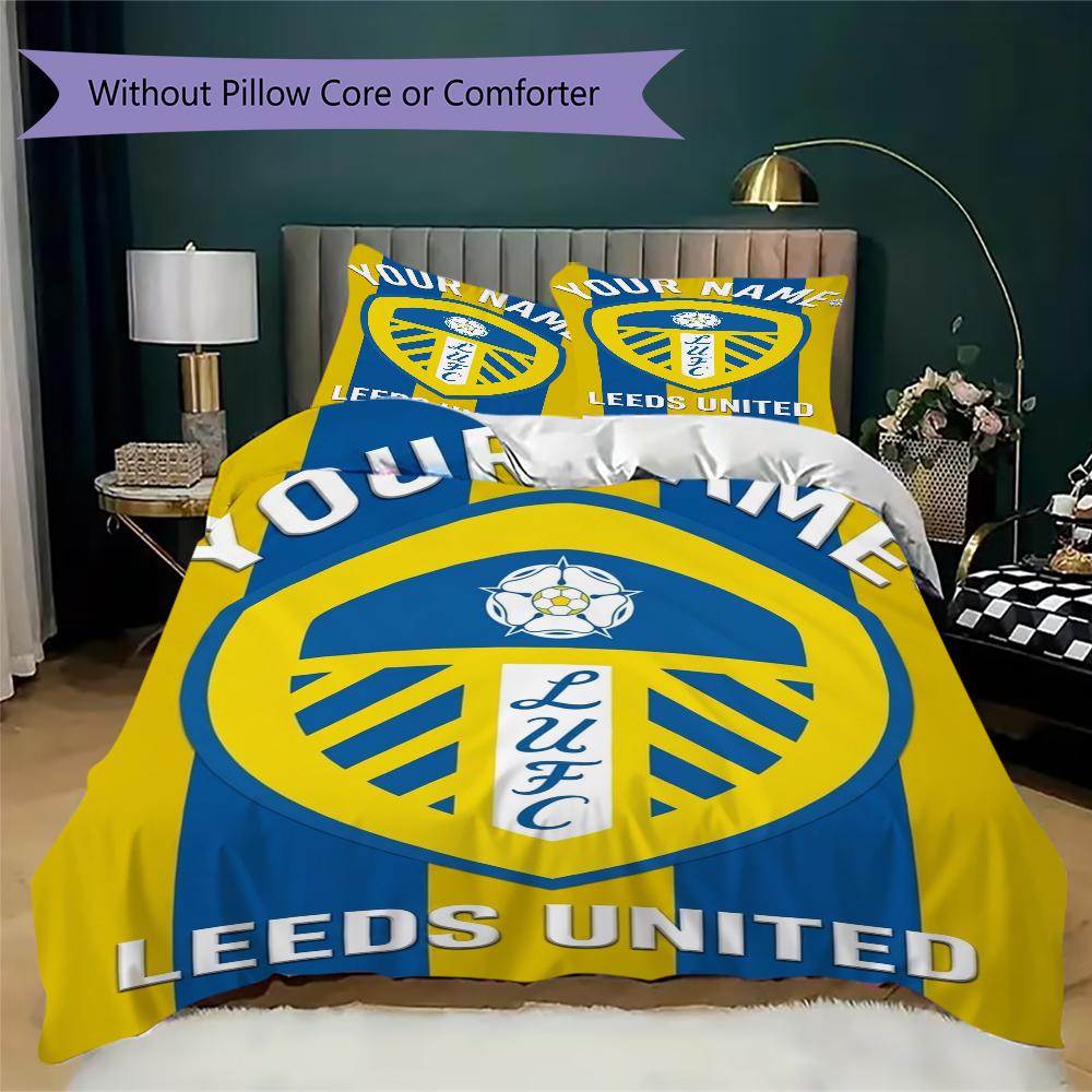 Custom Name Leeds United Bedding,Quilt Set Quilt Cover Pillowcase Home Birthday Gift(1 * duvet cover + 2 * pillowcase, without core)_xia