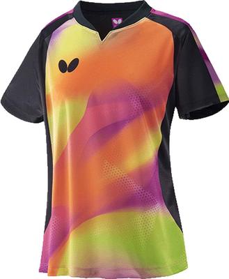 Butterfly Women's Table Tennis Game Shirt, Gresley Shirt, J.T.T.A (Japan Table Tennis Association) Approved, Fresh Orange (053), Size M, 46329