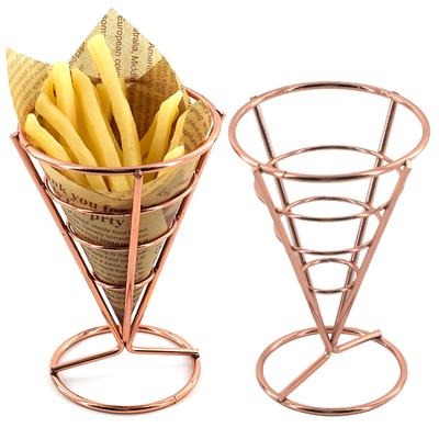 Support en acier inoxydable pour frites, poisson, frites et apéritifs, panier à cône, support à frites avec tasse à sauce, fournitures de fête de cuisine