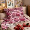 3pcs pink imitation relief Christmas dwarf print coreless duvet cover set soft dormitory bedroom multiple sizes machine washable