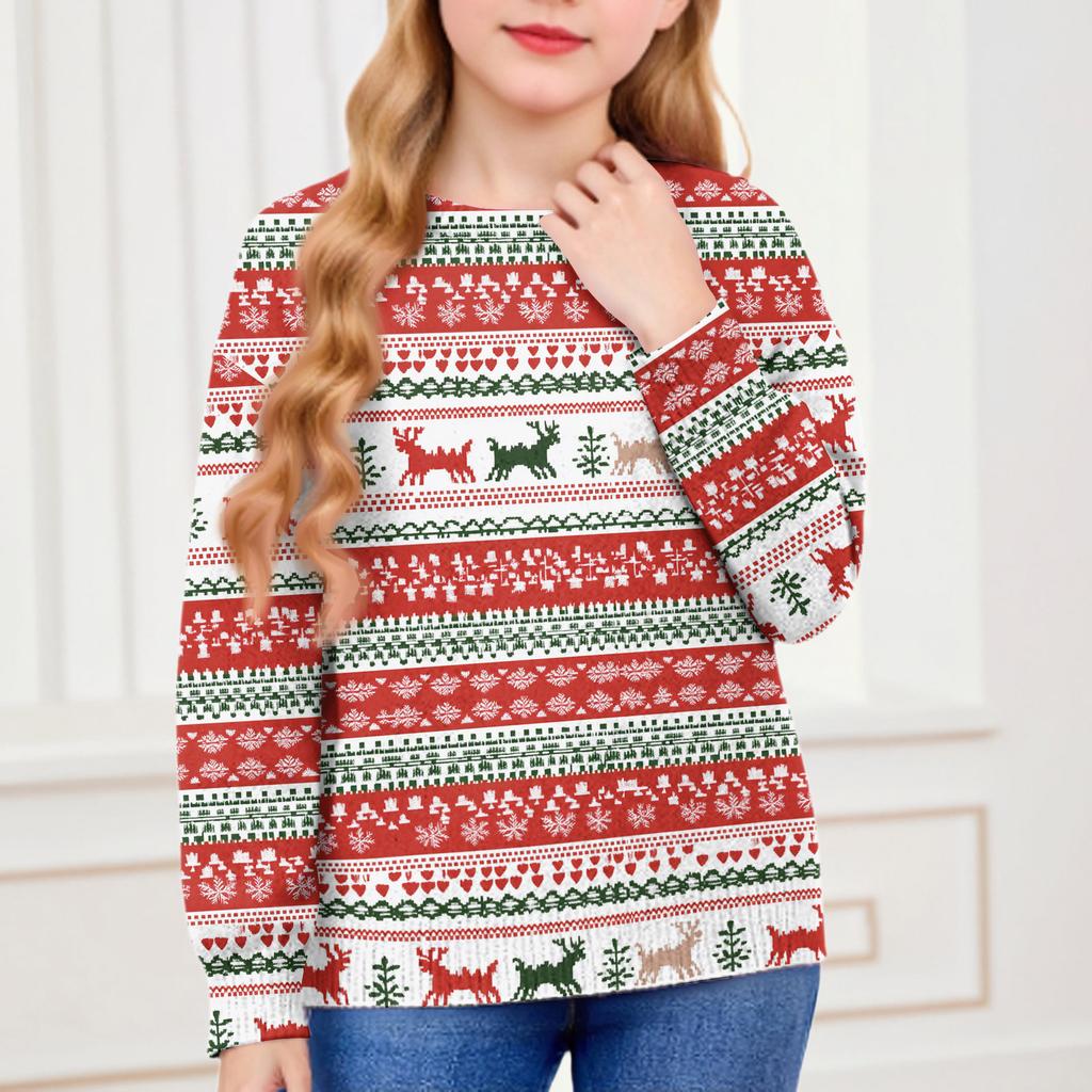 Christmas Day Sweatshirts For Children Boys And Girls Knit Sweater Cute Shirt Fall Crewneck Pullover Tops