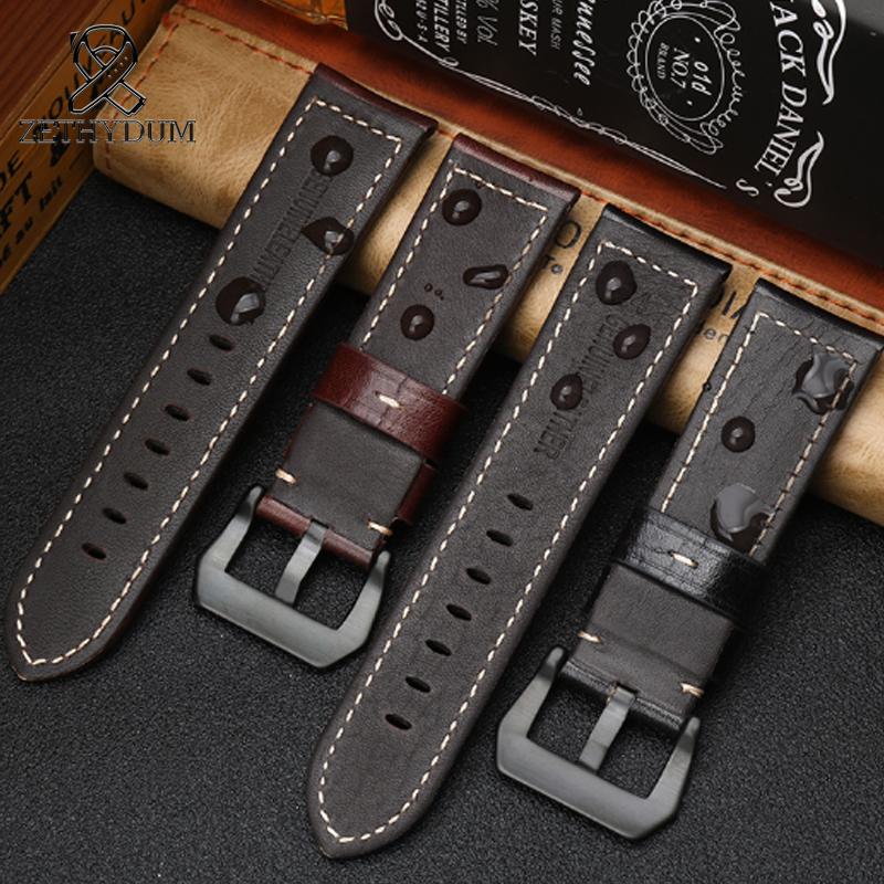 Vintage Retrò   Cinturino in Vera Pelle Fatto a Mano Per Panerai 22 24 26mm Accessori per Orologi Fatti a Mano Cinturino in Pelle con Attacco Dritto