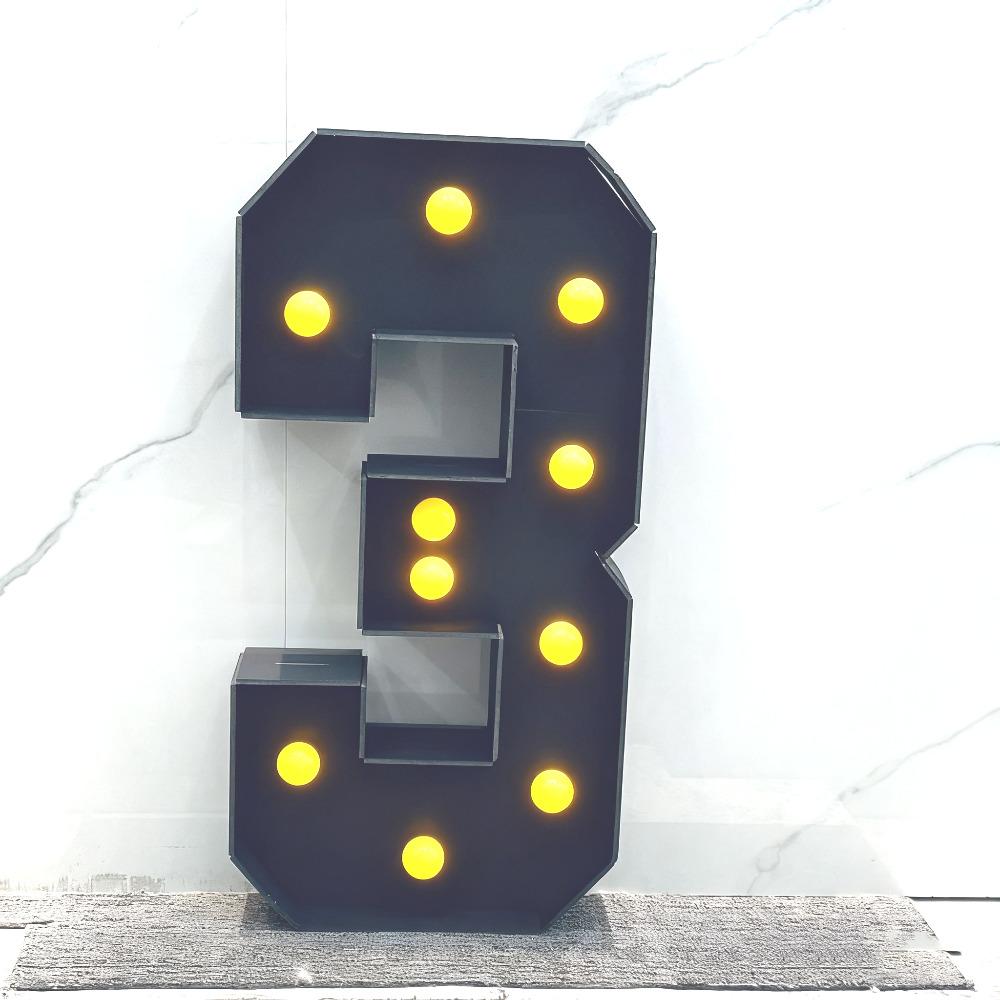 With Yellow Light Black 3FT 91.5cm Marquee Numbers – Fits Birthdays, Anniversaries, Back-to-School & Retirements – Adorn with Balloons/Flowers