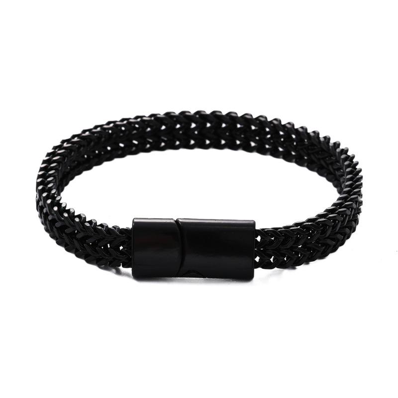Hip Hop Stainless Steel Fish Scale Bracelet Men Double Row Front Back Punk Jewelry Trendy Gifts for Men Biker Rock