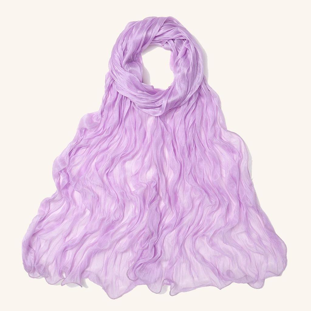 Malaysia Soft Ruffled Lurex Gauze Scarf - Breathable Spring/Summer Headscarf