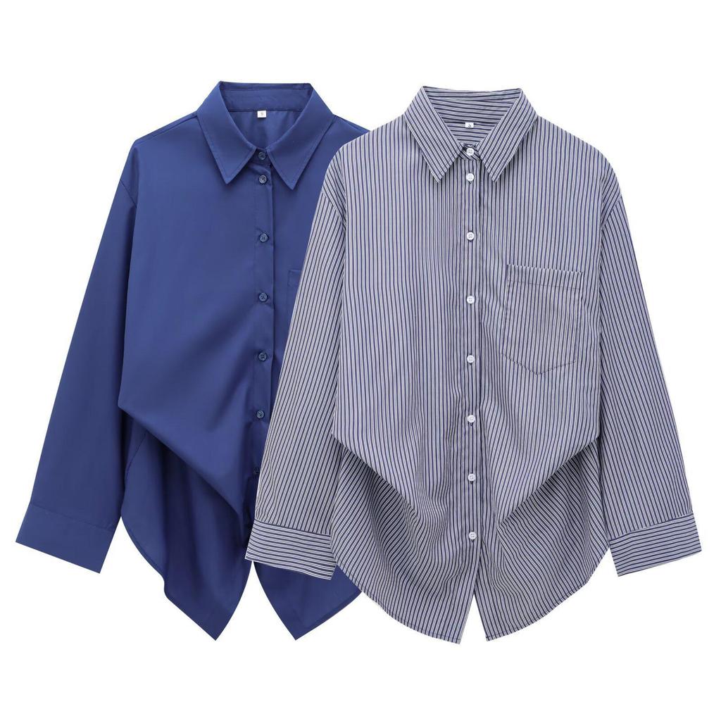 European & American Style Women's Long Sleeve Batwing Striped Shirt