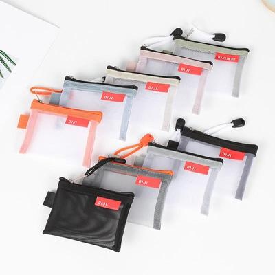 Transparent Nylon Mesh Pencil Pouch Toiletry Carry Pouch Portable Organizer Sticker Tape Accessories