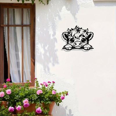 Scottish Highland Cow Metal Wall Art Wrought Iron Statue Farmhouse Kitchen Christmas Decoration Gift
