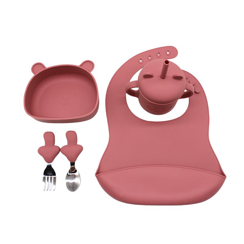 Infant complementary tableware meal bib infant eating independent practice training bowl featuring suction cup compartment board collection Chil