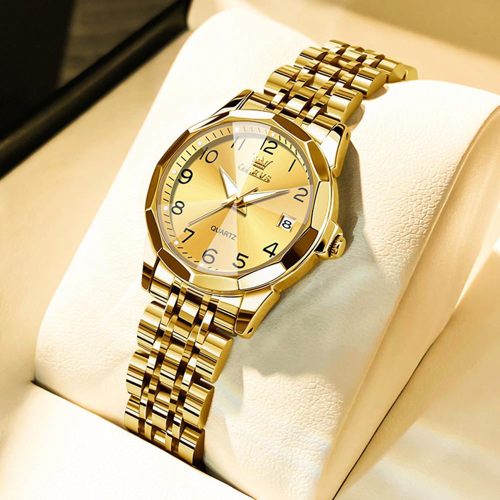 OLEVS Luxury Gold Steel Ladies Watches Fashion Casual Luminous Waterproof Quartz Women's Watches Dress Clock Reloj Mujer