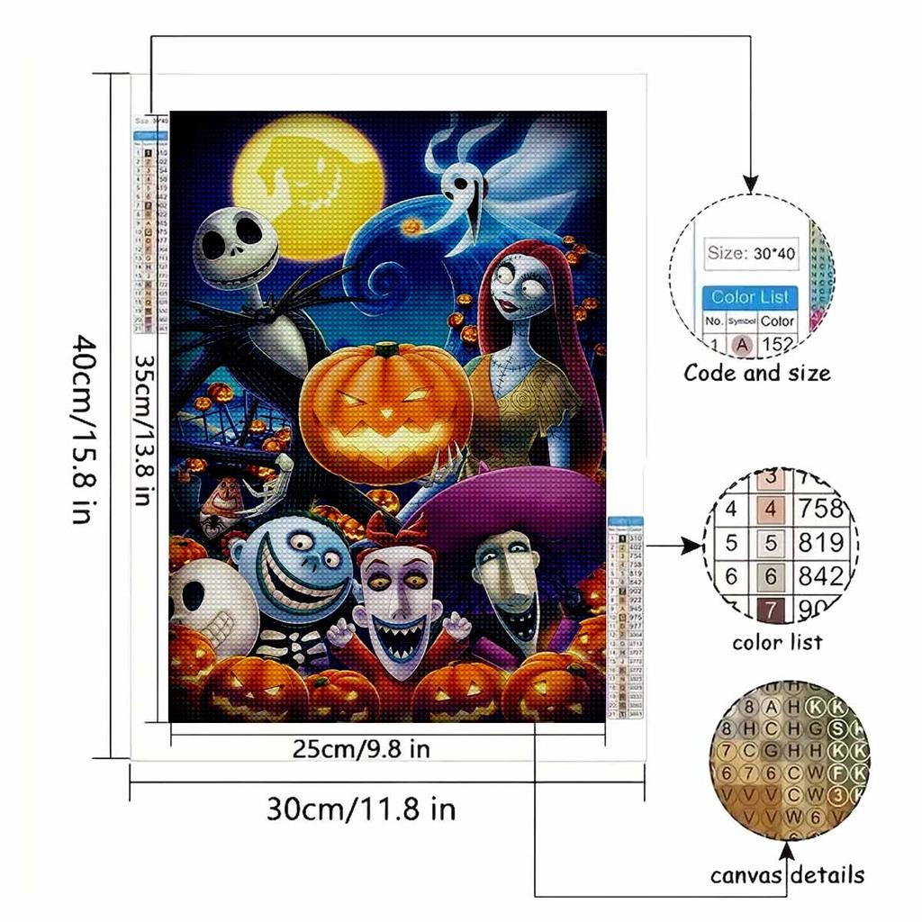 5D DIY Diamond Art Painting Kits for Adults, Halloween Skull Full Round Crystal Diamond Kits for Beginner for Home Wall Decorate