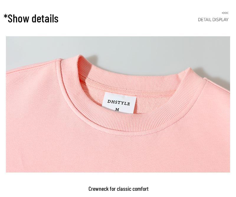 Heavyweight 380g Round Neck Pullover Sweatshirt – Autumn/Winter Trend, Drop Shoulder, Thick Long Sleeve Outerwear