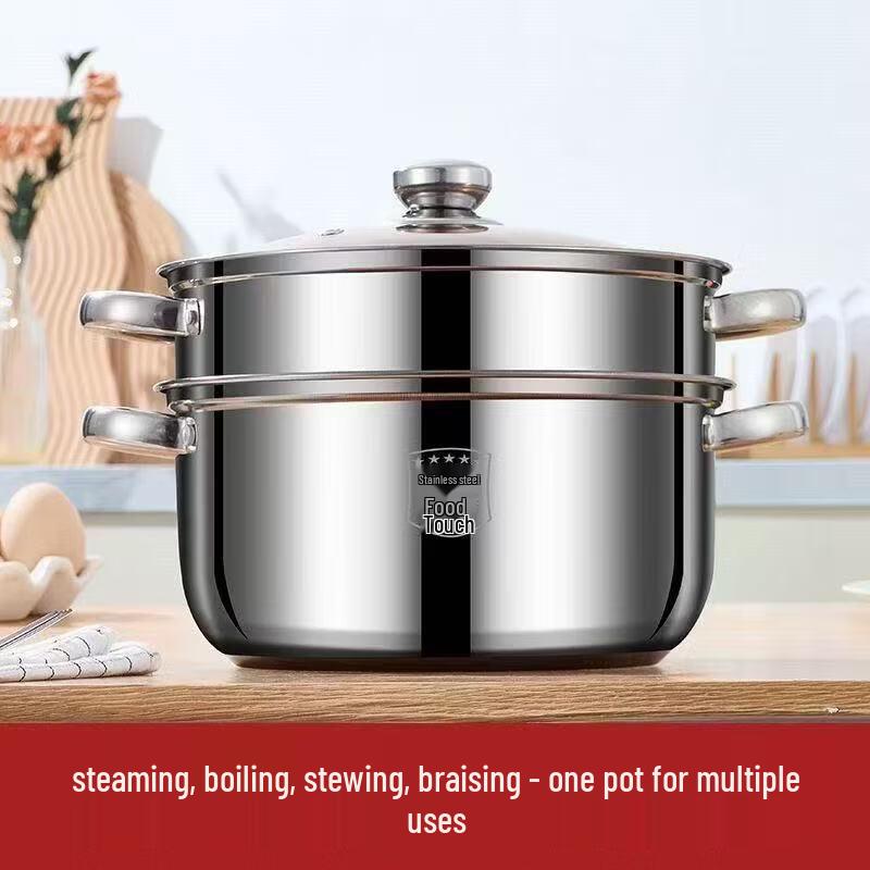 

ZISIZ 22cm Stainless Steel Steamer Pot (Set of 2)
