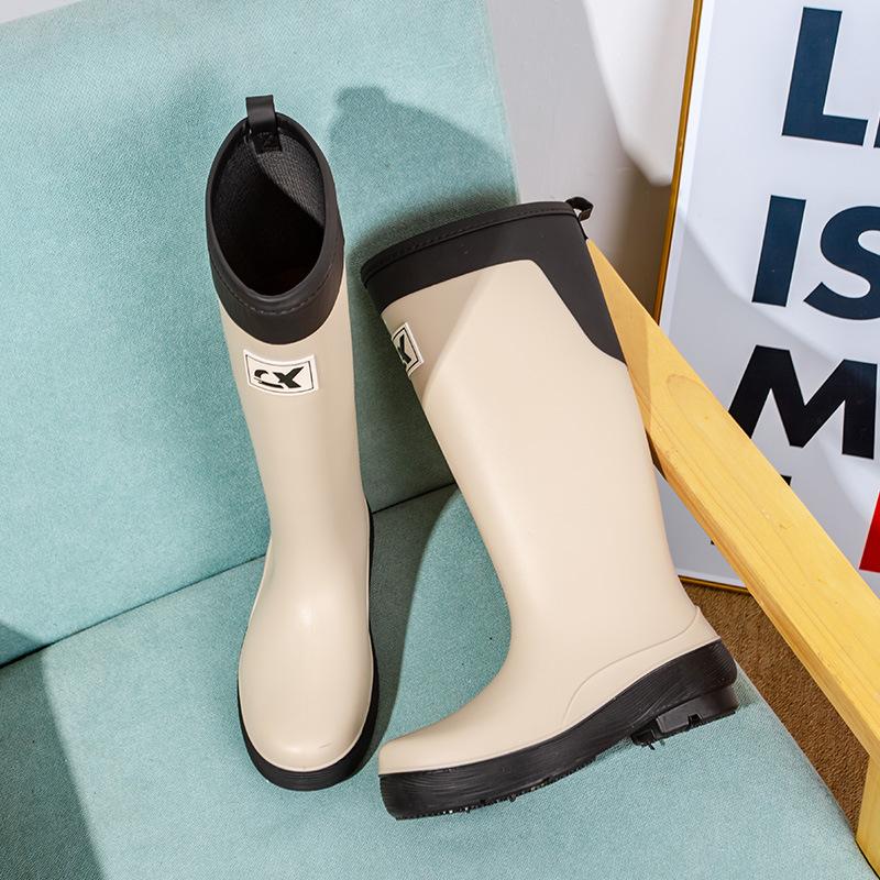 Fashion high tube rain shoes women s non-slip long tube waterproof shoes rain shoes water boots rain boots women s cotton kitchen rubber shoesr 35