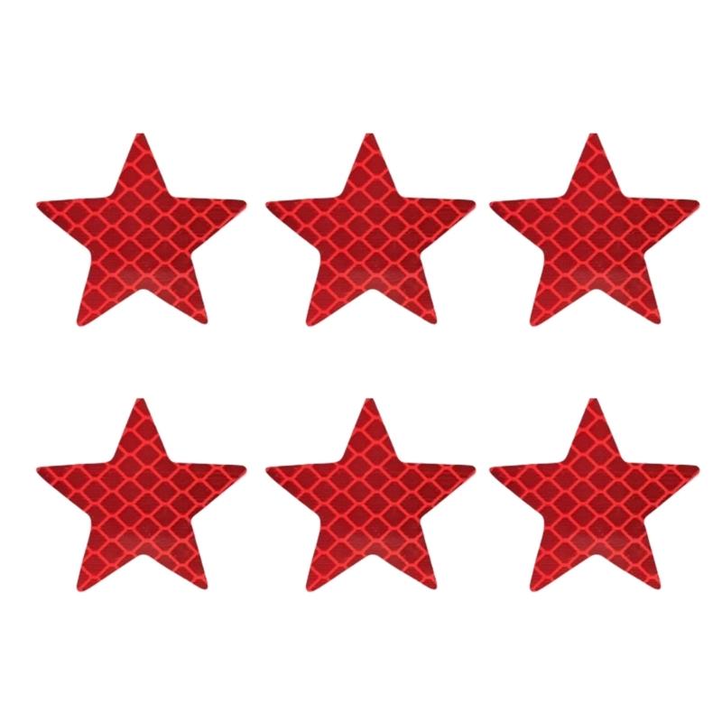 

6pcs Reflective Star Vehicle Stickers Self-Adhesive for Night Driving Safety Easy Installation on Car Truck Motorcycles красный