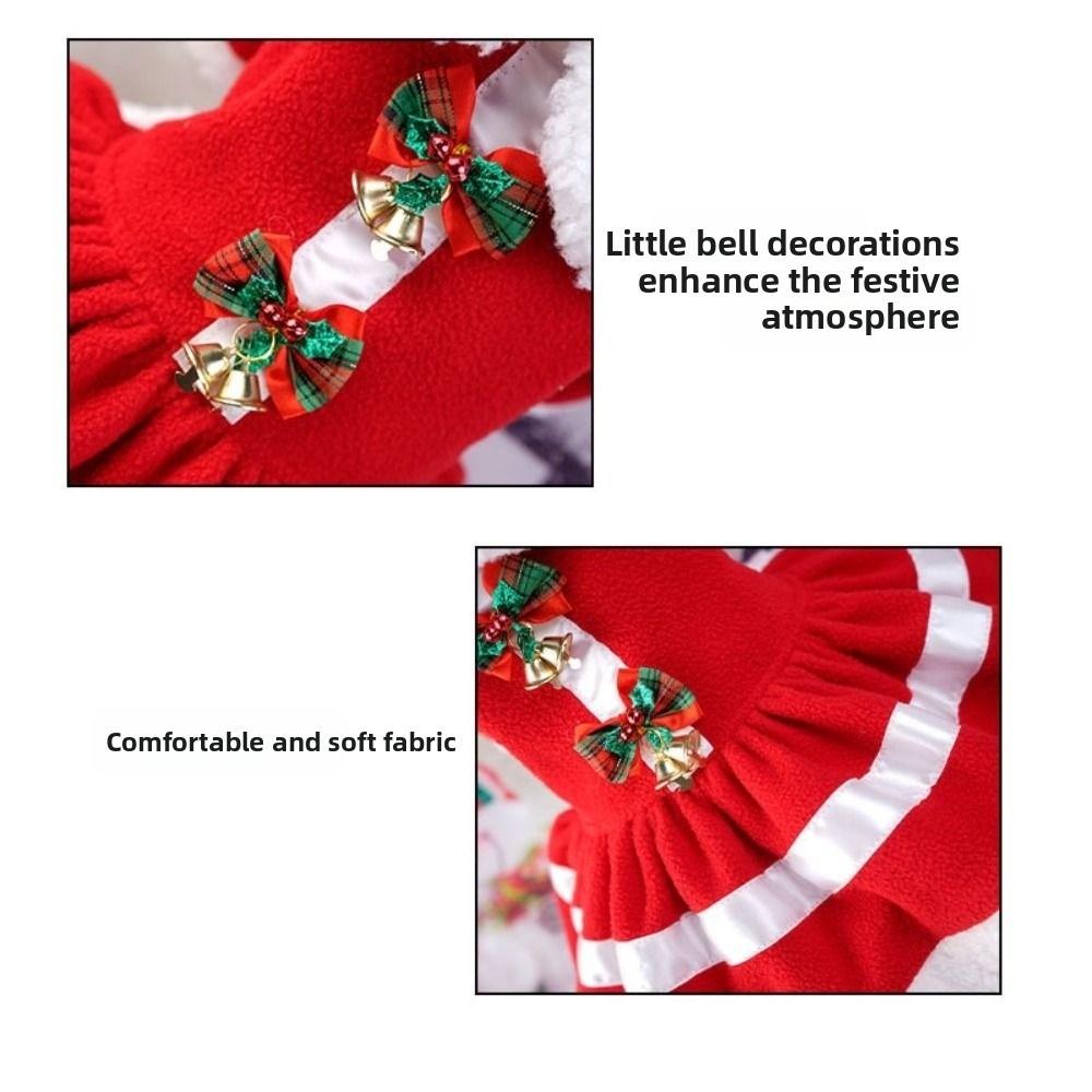 Soft Dog Winter Clothes Breathable Cats Christmas Dress Pet Outfit Santa Claus Dog Skirt  Xmas