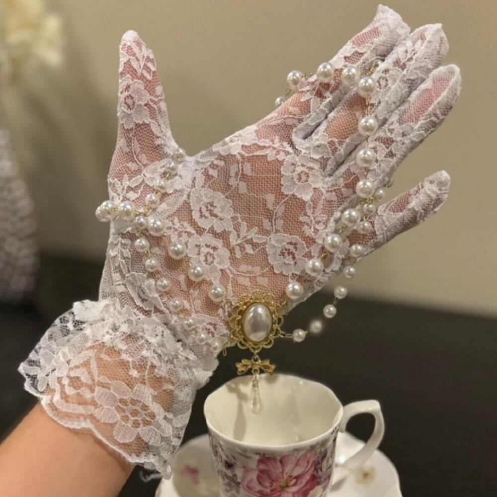 Medieval Palace Style Lace Gloves, Halloween Party Princess Role-Playing Gloves, Lolita Gloves Carnival Party Stage Props