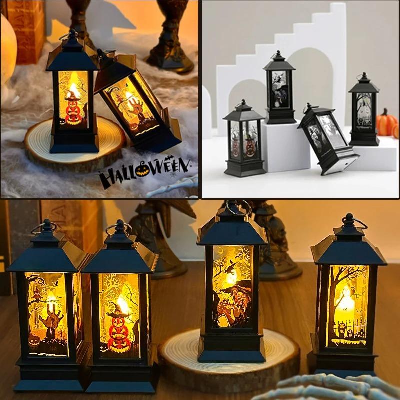 Halloween LED Electronic Pagoda Candle Light, Pumpkin Witch Skeleton Owl Decor for Home Party Desktop Mood Atmosphere, Cute Festival Gift Ornaments
