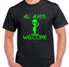 All  Aliens Welcome Peace Sign UFO Outer Space  T Shirt Tee