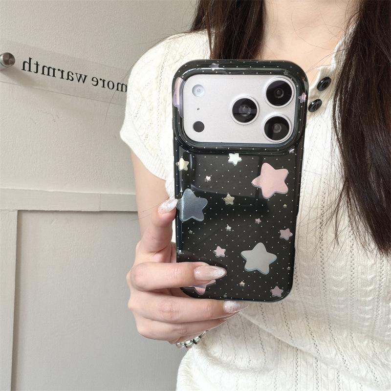Custom Polka Dot Mirror Star Stand for iPhone 17/16 Pro Max/15/14 Cases