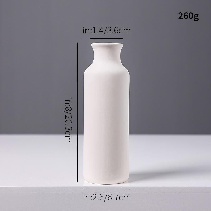 White Ceramic Mini Vase, Chinese Minimalist Desktop Hydroponic Pot for Dried Flowers, Aesthetic