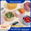Food-Grade Silicone Microwaveable Bento Box - High-Temperature Resistant & Fresh-Keeping
