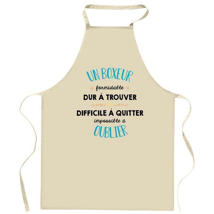 Tablier de cuisine - Un Boxeur Formidable - Coton résistant - Impression réalisée en Bretagne - Lien réglable