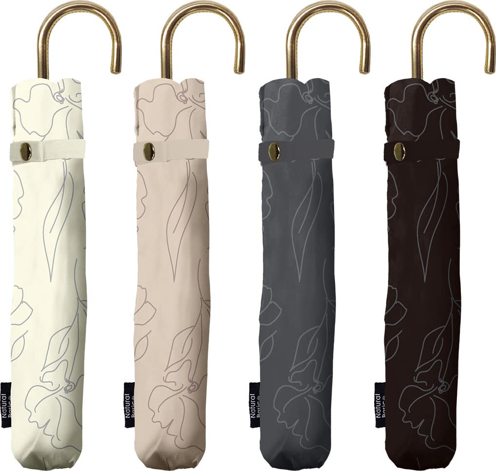 Nakatani UV Elena Beige Flower Type Umbrella with Fiberglass Ribs 55cm [923-041] Hand-opening