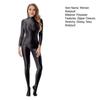 Lady Glossy Bodystocking Stretchy Sexy Full Bodysuit Long Sleeve Jumpsuit with Zipper Shiny Smooth Leotard Catsuit for Dance Practice Club Pole Dance
