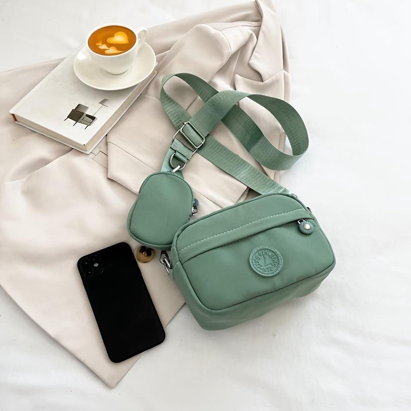 2pcs Simple Crossbody Bag Set, Casual Oxford Cloth Square Bag, Trendy Shoulder Bag With Coin Purse