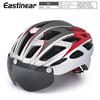 Adult Road Mountain Bike Helmet With Integrated Visor LED Light PC EPS Full Coverage Cycling Men Women