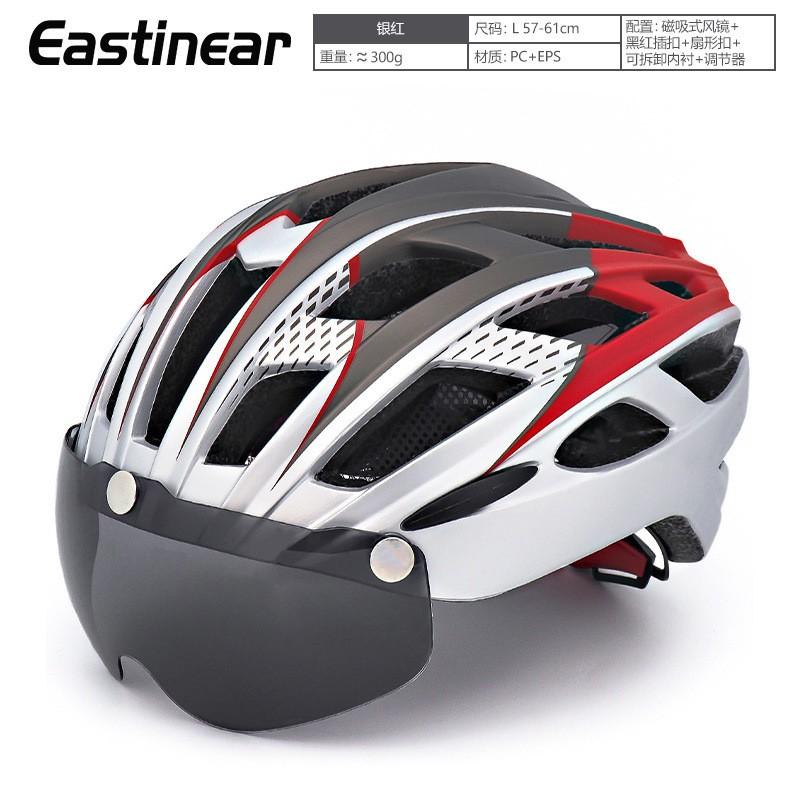 Adult Road Mountain Bike Helmet With Integrated Visor LED Light PC EPS Full Coverage Cycling Men Women