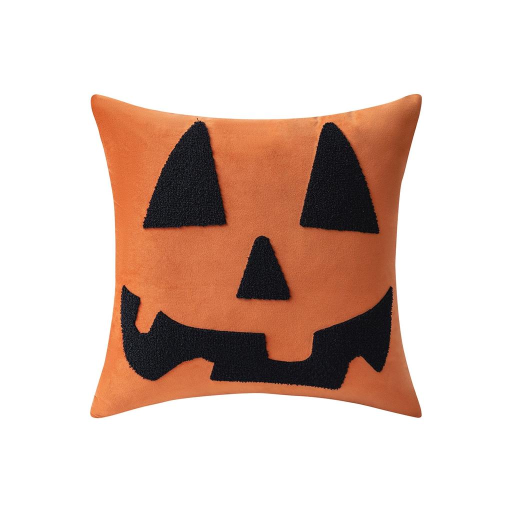 Halloween Embroidery Pillowcase Home Holiday Decoration Sofa Pillow Cover Living Room Plush Orange Cushion Covers 45x45