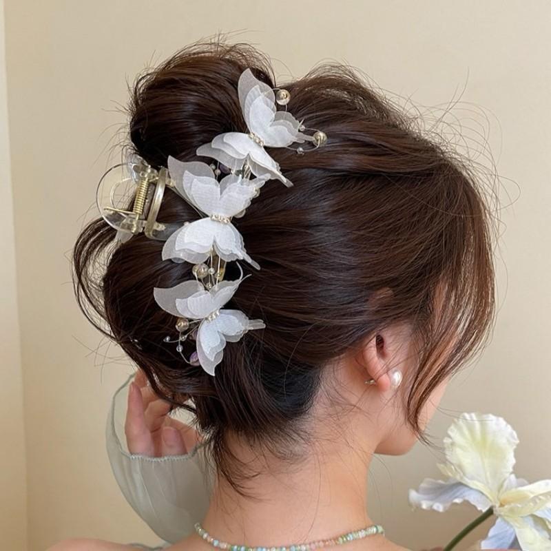 Dames Mesh Vlinder Super Fee Haaientand Haarklem, Achterkant Hoofd Haarklem, Elegant En Romantisch Haaraccessoire