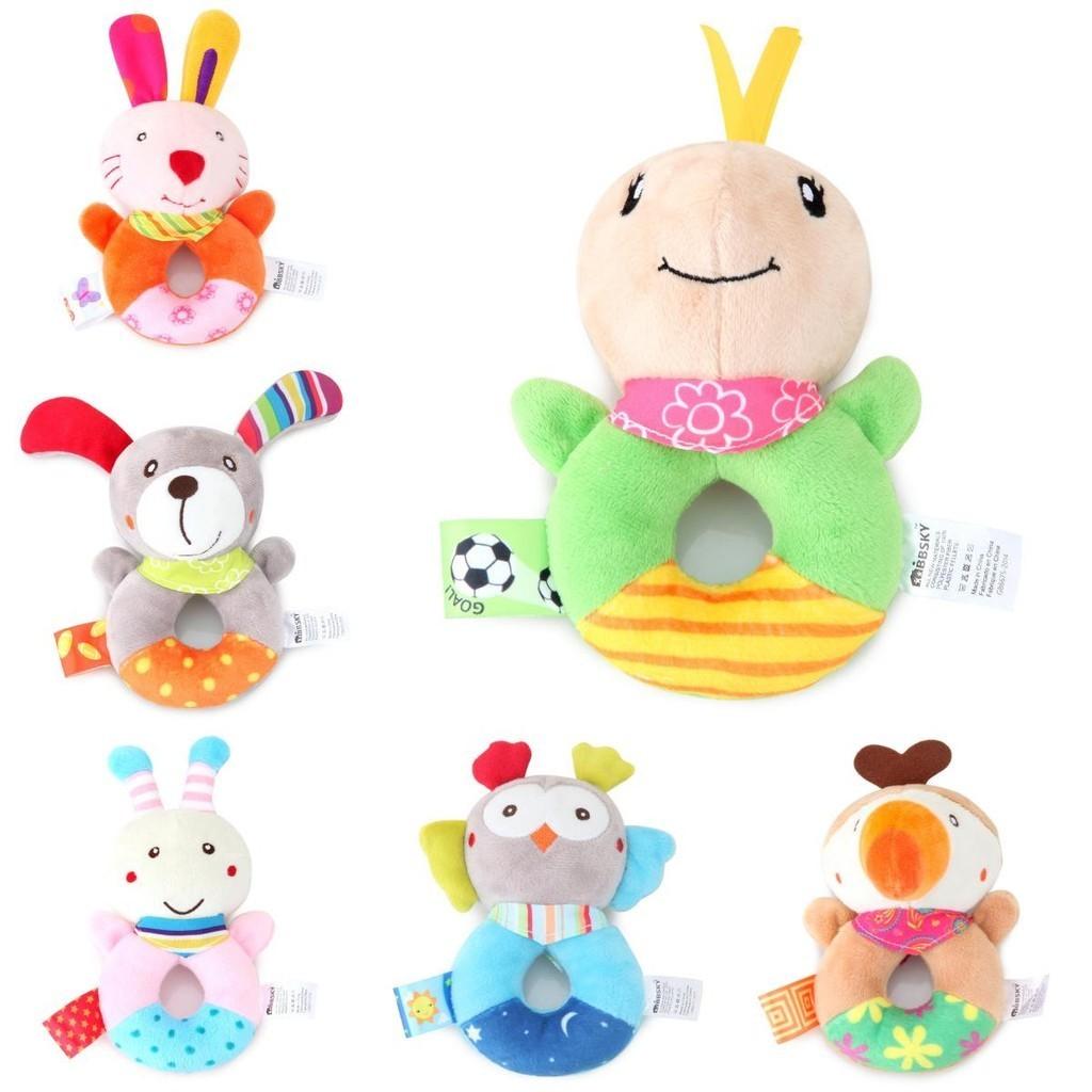 Cute Cartoon Animal Hand Bell Round Hand Bell Baby Infant Grab Sound Plush Toy