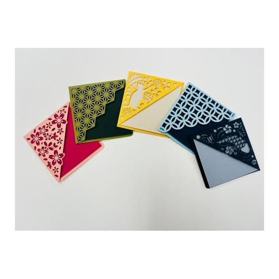 5-Piece Japanese Paper Cutting Bookmark Set: Koi, Shippo, Sakura, Asanoha, Cat