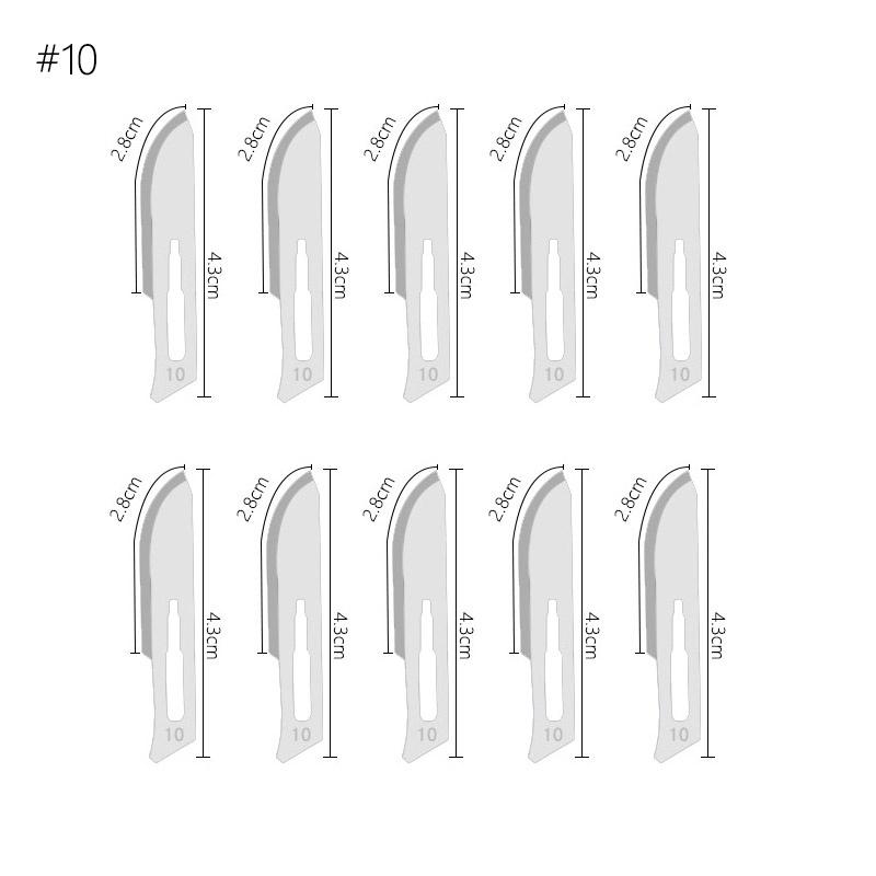 10pcs Knife Blades NO.10/11/12/15/18/20/21/22/23/24/25/60 Metal Engraving Repalce Blades DIY Wood Carving Fruit Sculpture Cutter