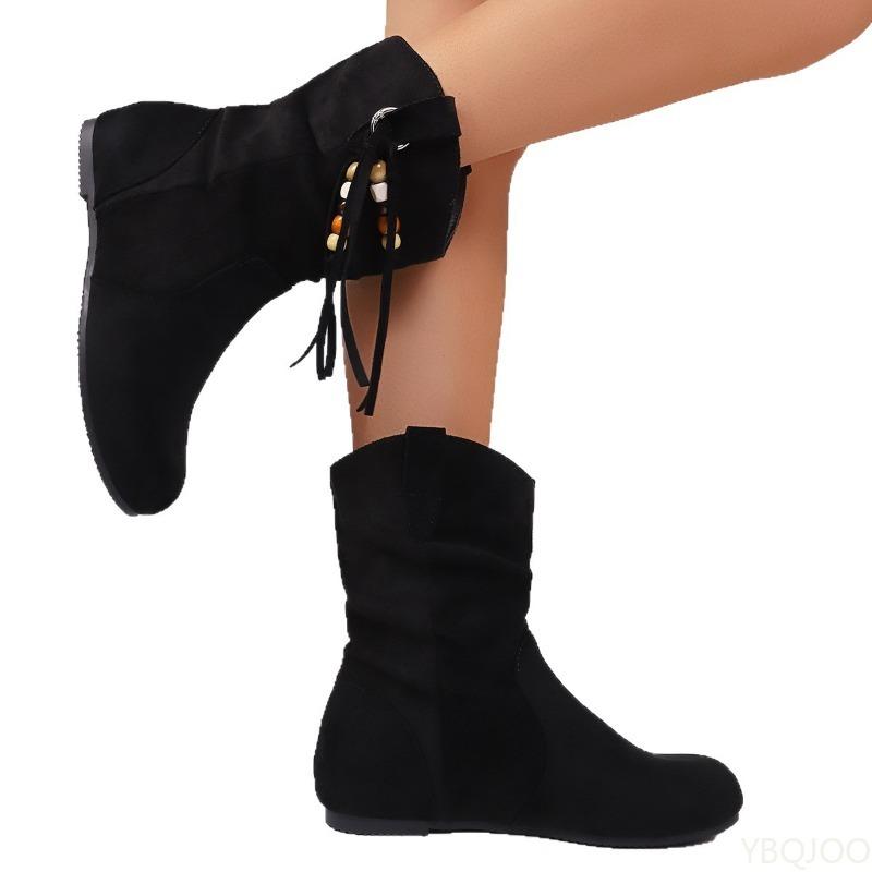 Retro Ethnic Short Boots for Women New Autumn Winter Style with a Round Toe Sleeve Simple Comfortable Daily Casual Women's Boots