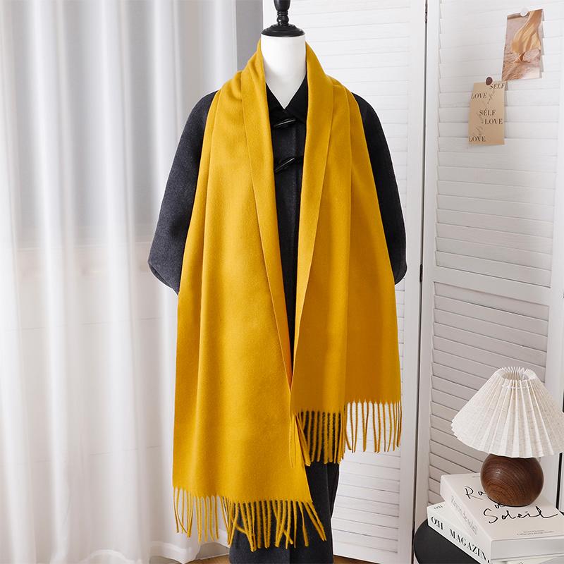 New Designer Luxury Women Warm Scarf Winter Cashmere Shawls Thick Solid Neckerchief Hijab Wraps Tassls Pashmina Foulard