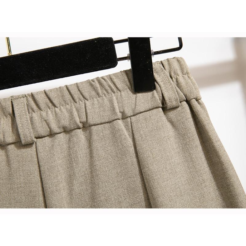 Dimanaf 2024 Spring Summer Plus Size Women Long Pants Trousers Loose Wide Leg Pants Casual Solid Large Size 5XL A