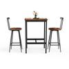 Juego de mesa alta y taburetes, mesa de comedor con dos sillas, estructura metálica, estilo industrial, para comedor, sala de estar, marrón rústico, 60cm*60cm*90cm