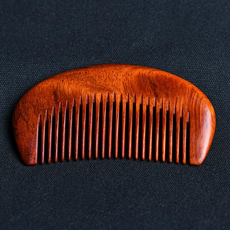 Indischer Rosenholz-Kamm mit geschnitzten kleinen Blättern - Holzkamm mit rotem Holzmuster