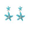 European and American Summer Ocean Wind Starfish Earrings Beach Vacation Exaggerated Earrings Alloy Diamond-encrusted Shell Earrings Women's Models