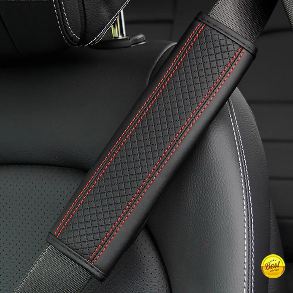 1PCS PU Leather Embossed Car Seat Belt Shoulder Cover Decompression Comfort Car Accessories Safety Belt Protective Cover1PCS PU