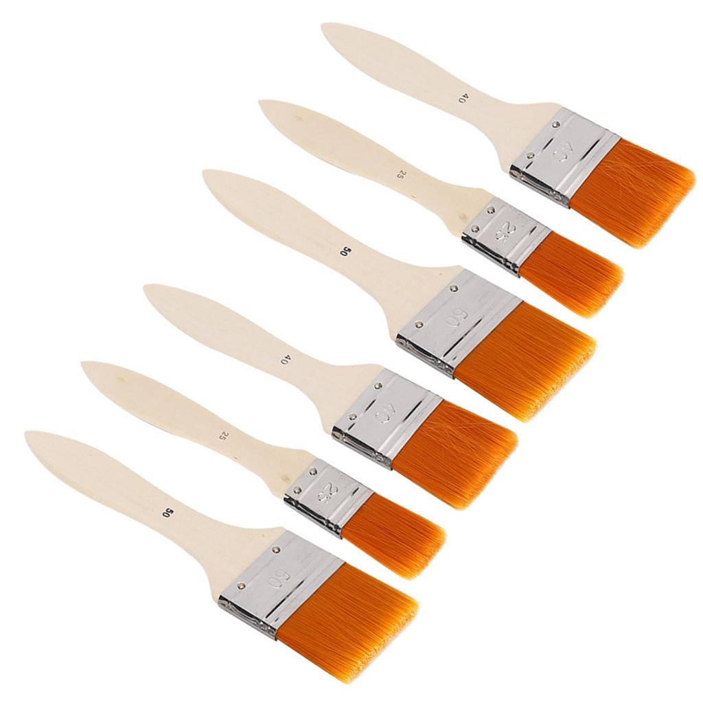 6PCs Oil Painting Brush Paintbrush Set Nylon Hair Aluminum Tube Interface Wood Pen Body