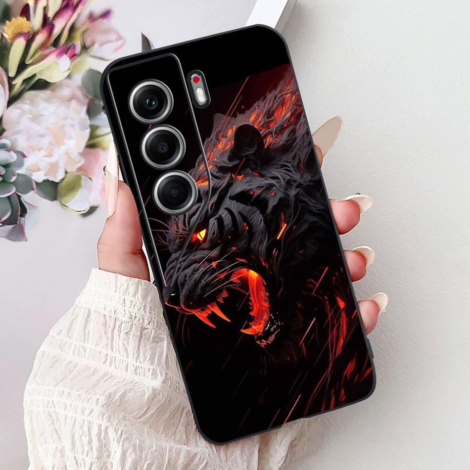 For Tecno Camon 40 Pro 4G Camon40 Elegant Floral Cat Phone Case For Camon 40 40Pro 4G CM6 CM5 Black Silicone Soft Cases Bumpers